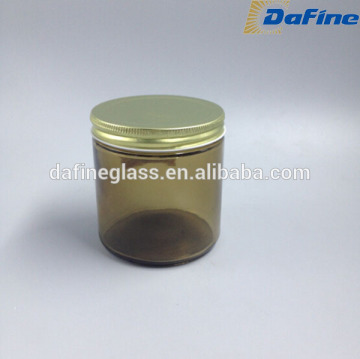 16oz large mouth empty amber glass storage bottles food jars with tin cap wholesale