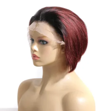 13x4 Lace Front Pixie Cut Wig Wholesale 100% Brazilian Short Wigs Human Hair Bob Wig With Bang For Black Women
