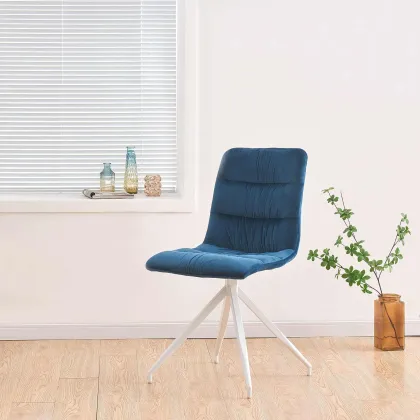 Luxury Blue Velvet Office Chair - Tufted Back