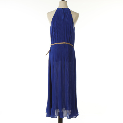 Pleats Long Dress with Belt