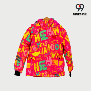 Chaqueta de esquí para niños Happy Citrus y con estampado de letras