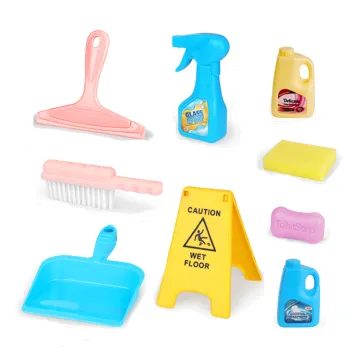 Playful Home Cleaning Set: EPT Promotion Dollartoys - Broom, Laundry Detergent, Soap, Sponge, Dustpan & More for Pretend Play