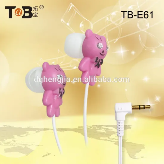 Mobile phone accessory cute animal shape earphone for girls teddy bear shape earphone bulk graduation gifts earphone