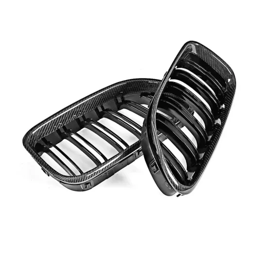 BMW 6 Series Modified Grille: F06/F12/F13 Double Line Bright Black Genuine Carbon Fiber Grille