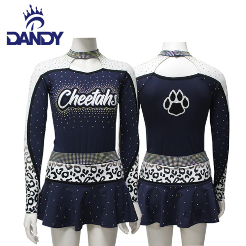 Dandy Custom Dance Team Rhinestone Cheer Costumes Cheerleading Seragam Pakaian