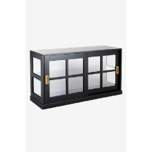 Modern Black Transparent Wood Glass Cabinet