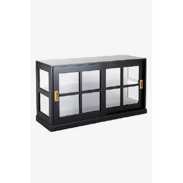 Modern Black Transparent Wood Glass Cabinet
