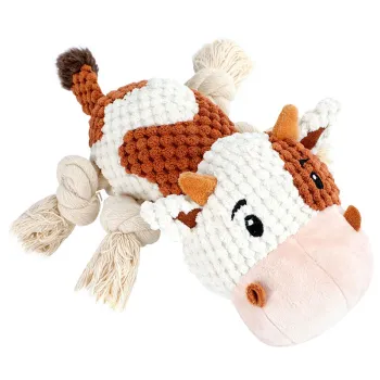 Cow Rope Tug Plush Dog Toy
