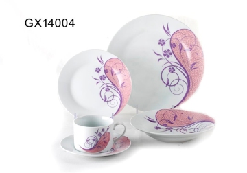 GUIXIN 12-piece Round Ceramic Tea set with printing for 6