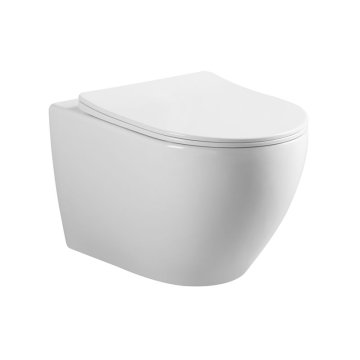 Manufactures European modern round washdown rimless P-trap wall-hung toilet set for home hotel bathroom