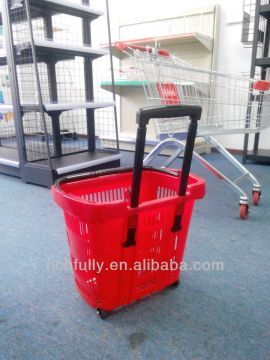 2015 Salable Wholesale 50L Plastic Shopping Basket With Wheels