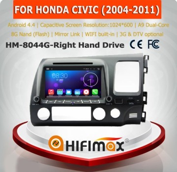 HIFIMAX Android 4.4.4 car dvd player for Honda CIVIC Right Hand Drive (2006-2011) Capacitive screen 1080P WIFI 3G DVD Dual-core
