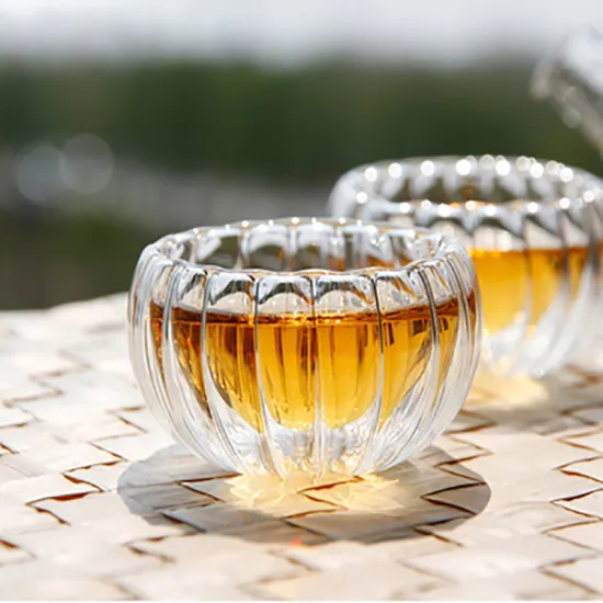 Pumpkin Shape Glass Water Tea Cup