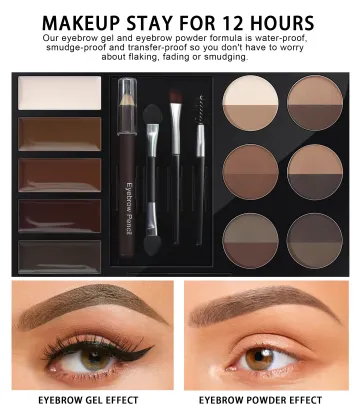 Professional HANDAIYAN Eyebrow Kit: 12 Color Powder, 5 Color Mascara, 4 Shades Eyebrow Stencils - Complete Eye Makeup Cosmetics Set