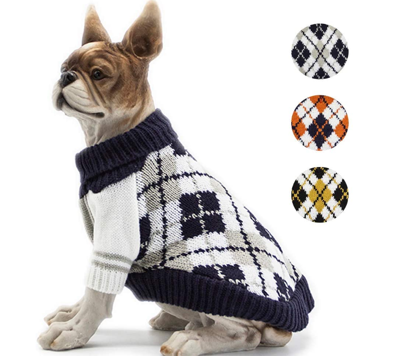 Dog Sweater Plaid Warm Clothes