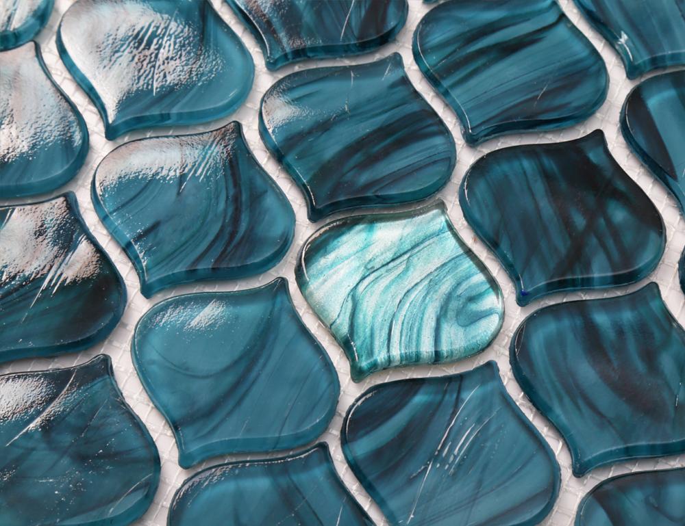 Arabesque Mosaic Green Glass Splash Back Art Decoration