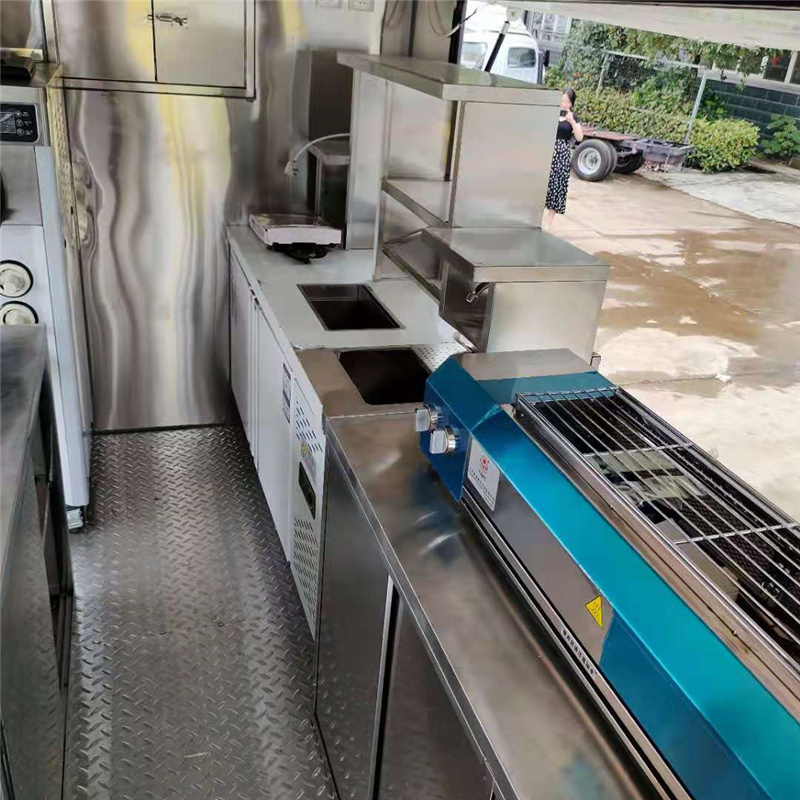 Meat skewers barbecue truck;