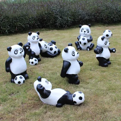 Garden decoration resin animal sculpture fiberglass panda statue