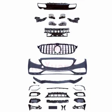 Used for Benz W205 C63S C-Class upgrade AMG style PP plastic front bumper rear diffuser body kit hood