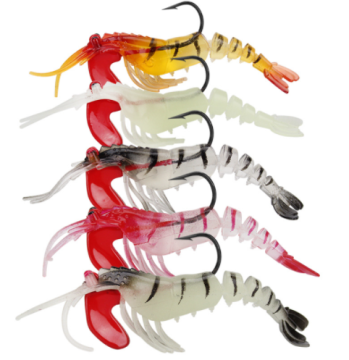 China Price New Arrival Soft Plastic Prawn Fishing Lure 9cm 13g Single Hook Multi-Sections TPR Shrimp Bait
