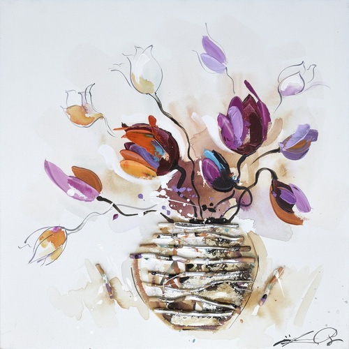 Lavish Flowers In Vase Oil Painting