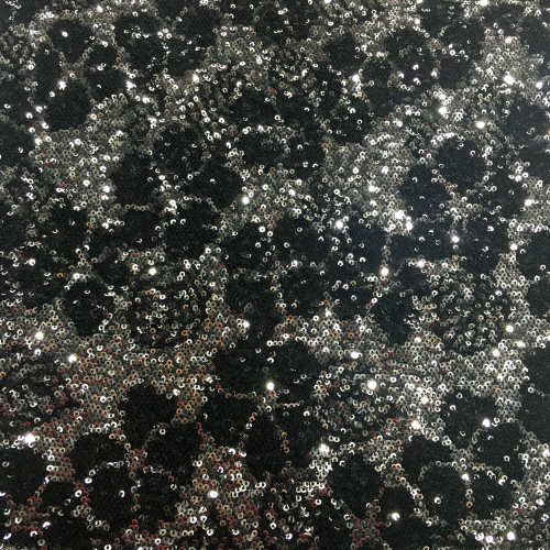 Two Tone Flower Sequins Embroidery On Poly Mesh