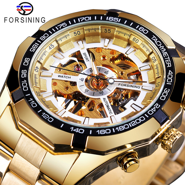 Fossil Original High Quality Stainless Steel Waterproof Men's Automatic Luxury Transparent Mechanical Wrist Skeleton Watch