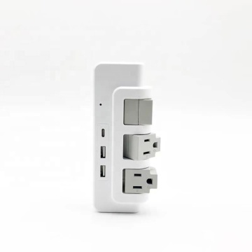 3-Outlet Wall Socket US Rotating Power Strip with Surge Protector