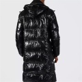 Schwarze Lange Herren -Down -Jacke Mode