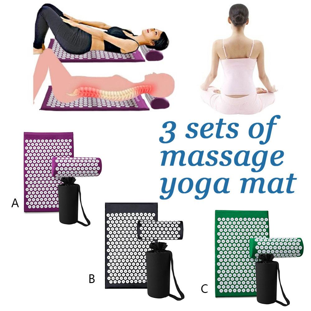 Lotus Acupuncture Massage Pad Needle Prick Acupoint Massager Yoga Mat Cushion For Neck Head Pain Relief Muscle Stress Relax Set