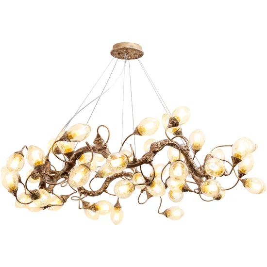 Handmade Copper Branch Glass Ball LED Chandelier for Modern Luxury Living Rooms and Restaurants