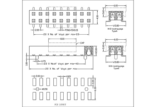 2.0 mm Female Header Dual Row SMT Type H2.8 FHDM09