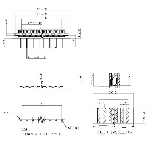 2.54mm FPC,NON ZIF,DIP right angle