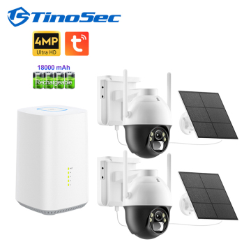 Wholesale Tuya App 4MP PTZ IP Solar Powered Security CCTV Camera with Smart PIR Human Detection
