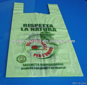 100% Biodegradable bag made from cornstarch T-shirt bag shopping bags