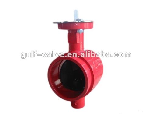 Red Color Groove End Butterfly Valve