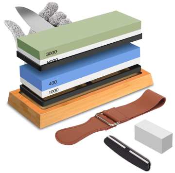 4 Side Grit 400/1000 3000/8000 with Bamboo Base
