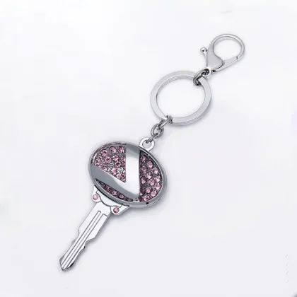 Custom Made Metal Key Shape Keychain Rhinestone Key Rings