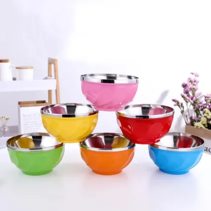 Stainless Steel Insulated Kids Dining Bowl - Wholesale Colourful Salad and Rice Bowl