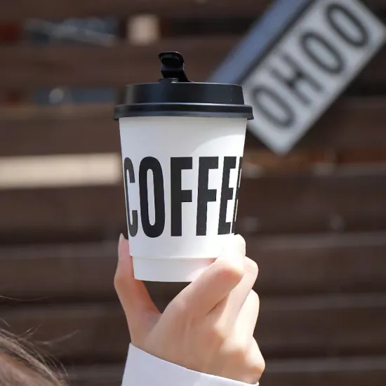 Disposable 12oz Coffee Paper Cup with Lid