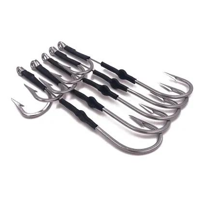Stainless Steel Offset Double Hook Rig for Wahoo, Tuna, Dorado, and Marlin Lures