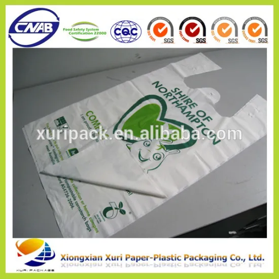 Supermarket custom biodegradable transparent pe ldpe hdpe packaging t-shirt shopping plastic bag