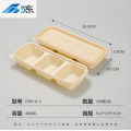 Caixa bento estilo curto com três compartimentos 1:1:1