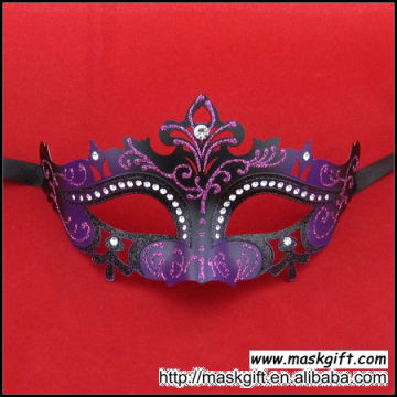 New Design Wholesale Diamond Masquerade Mask Of Purple And Black Plastic Party Mask