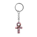 Rhodochrosite Handmade Craved Ankh Pendant (20x30mm) Keychain