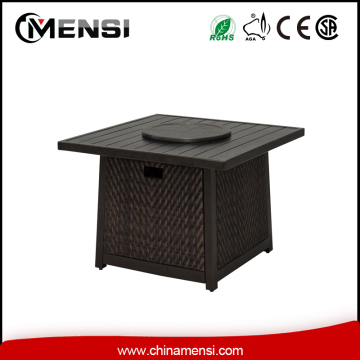 48 inch gas outdoor wicker square fire pit table