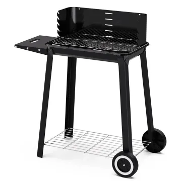 OPP Outdoor Black Wood Charcoal Grill with Trolley En1860
