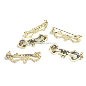 Shiny Gold Decorative Brass Butterfly Safety Pins with Pendant Hole (28mm, 18K/14K)