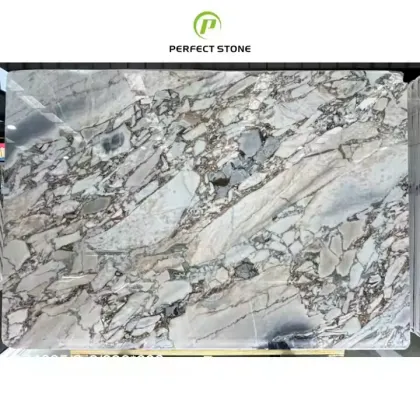 Maeble Polished Bulgari Blue Vein Marble Vanity Top for Hotel Decoration