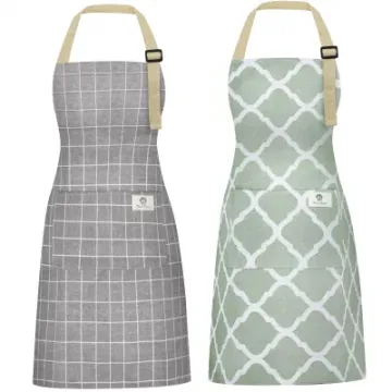 Adjustable Neck Strap Long Ties Cotton Linen Waterproof Kitchen Cooking Aprons